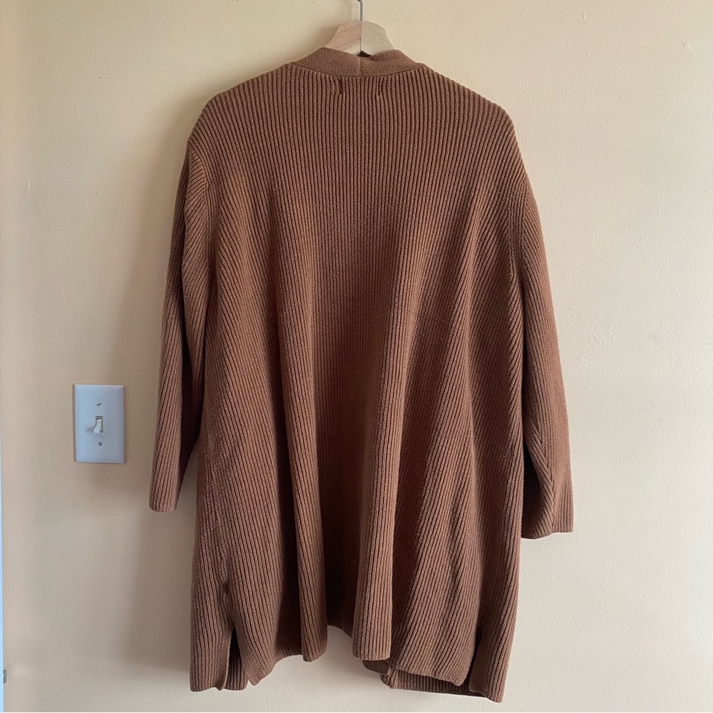 Old Navy Ribbed Open Front Cardigan 3X Brown Cozy Oversized Pockets 2023 - Picture 3 of 13